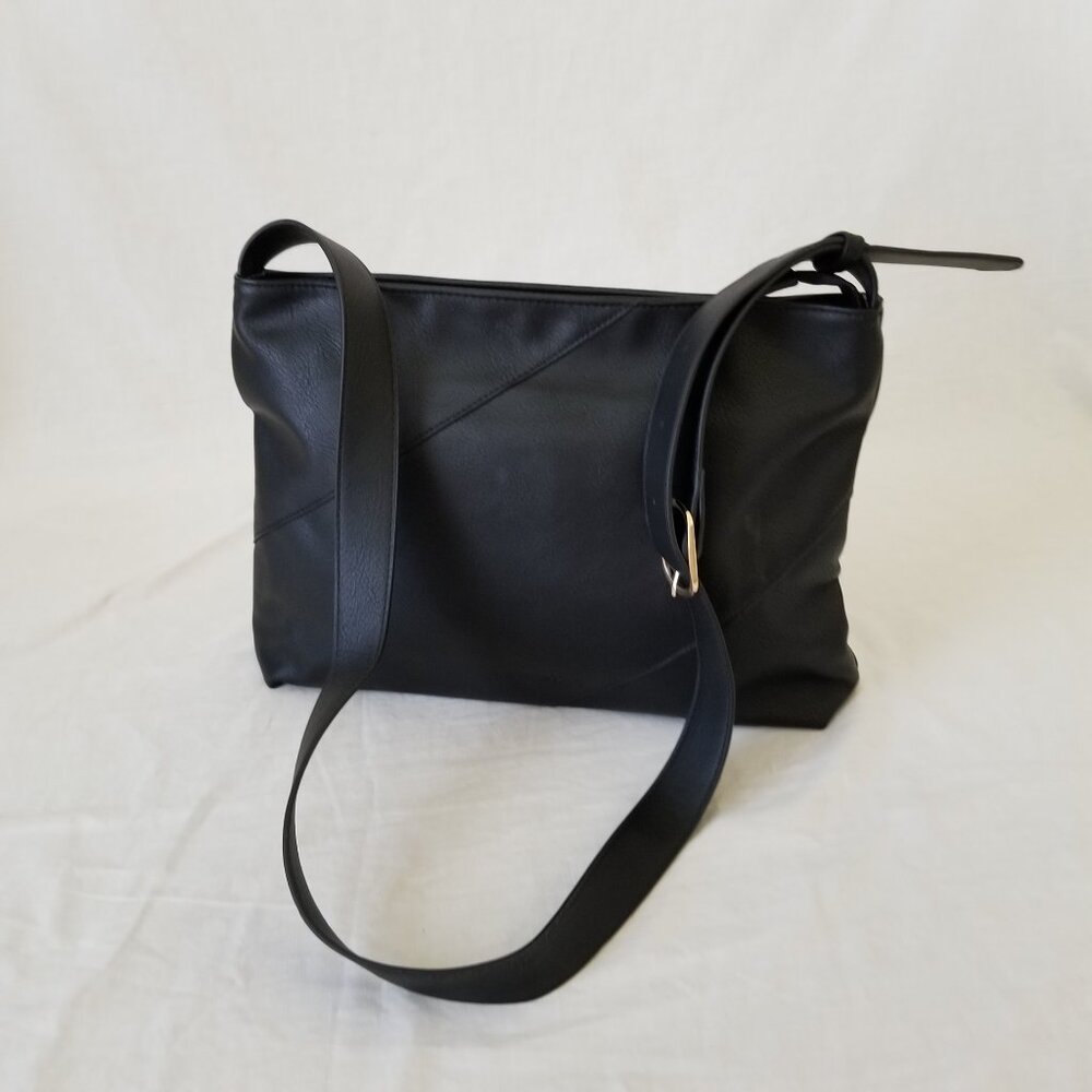NWOT! WestBronco Black Faux Leather Shoulder/Crossbody Tote Bag w/Adjust. Strap